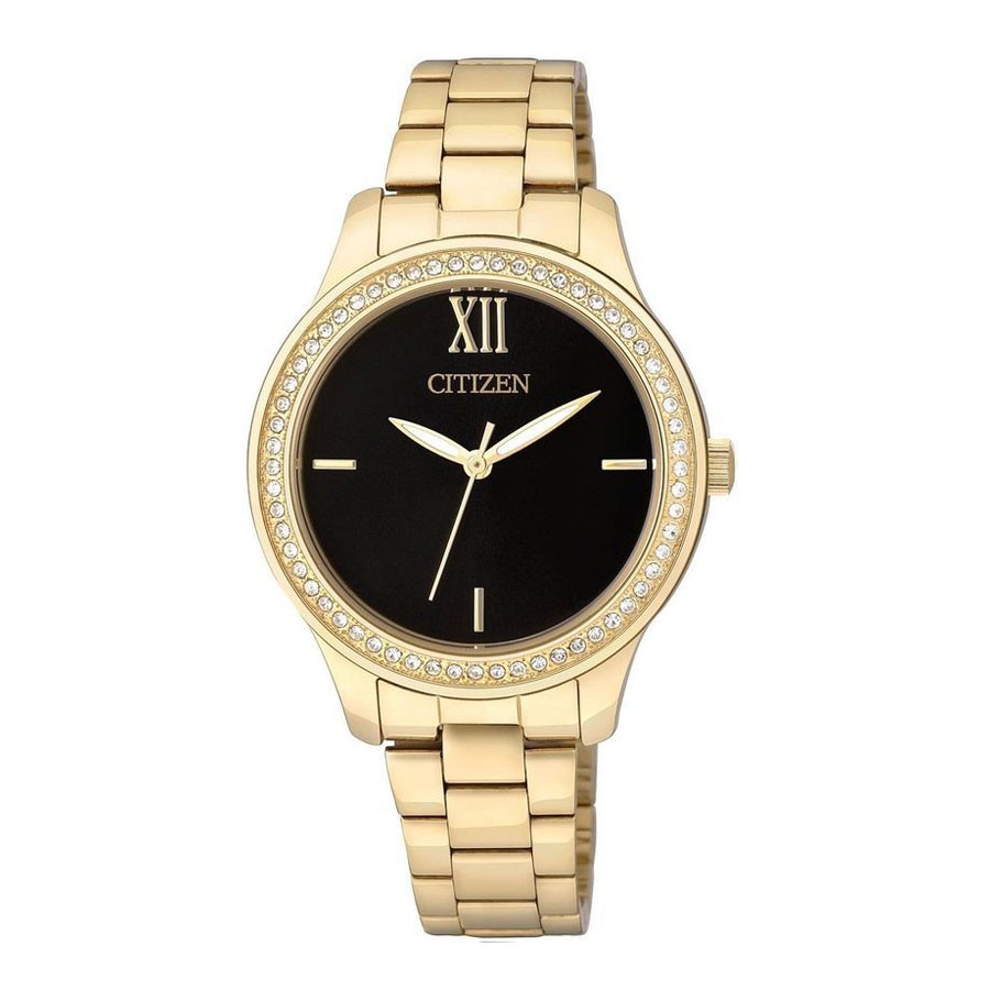 Đồng Hồ Nữ Citizen Đính Đá Swarovski Dây Thép Không Gỉ EL3088-59E - Mặt Đen