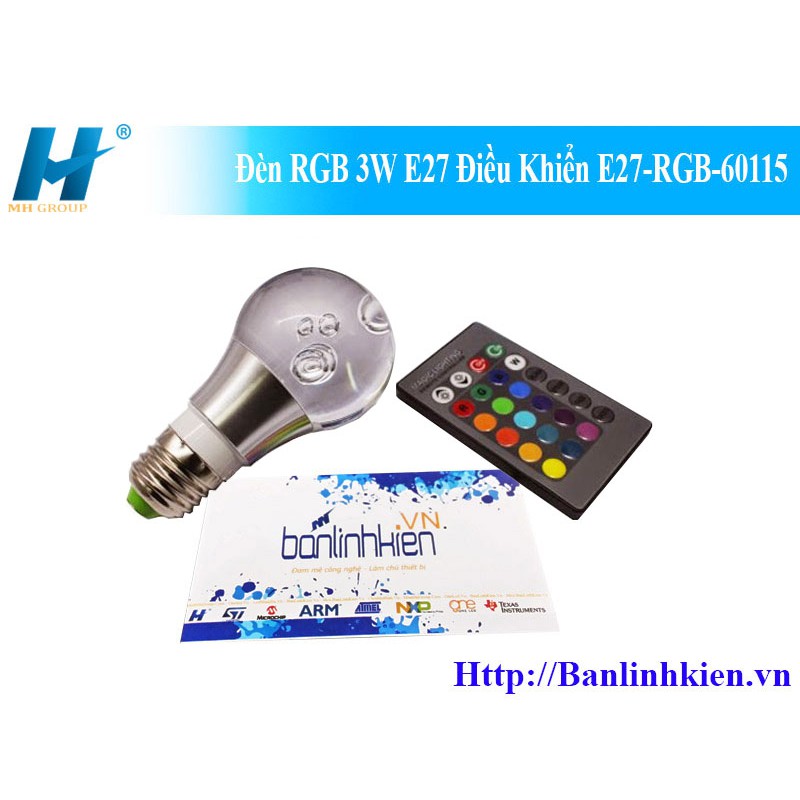 Đèn RGB E27 trang trí nhà cửa-quang hợp cho cây dùng điều khiển từ xa 3w, 6w,9w