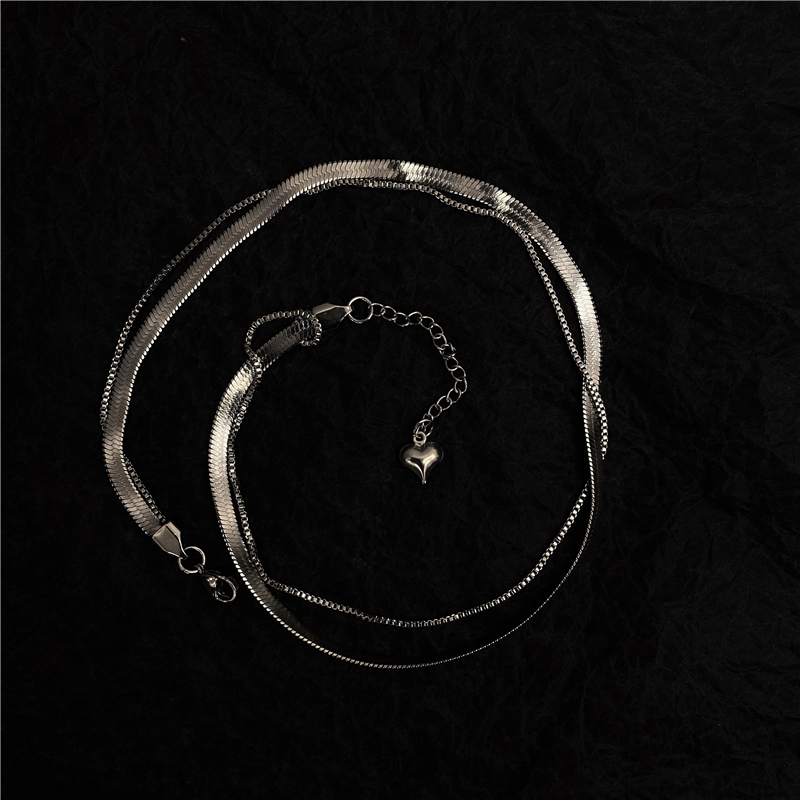 Vòng Cổ Hai Lớp 2210031 Dây Chuyền Mặt Hình Trái Tim Phong Cách Hàn Quốc