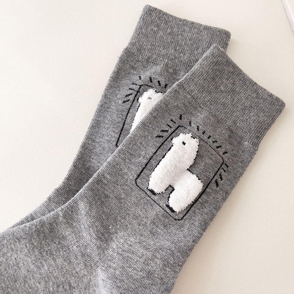 Vớ Cotton Cổ Vừa Thoáng Khí In Họa Tiết Hoạt Hình Alpaca Phong Cách Harajuku Đường Phố Thời Trang Cho Nam Và Nữ