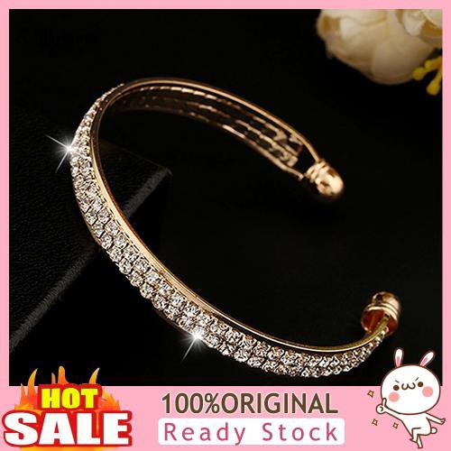 Vòng tay hở đính hai hàng pha lê sang trọng dành cho nữ