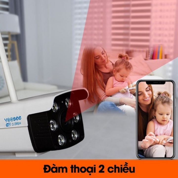 Camera Wifi Trong nhà-ngoài trời Yoosee ZQ26-2.0Mpx- FULL HD,hỗ trợ 2 đèn hồng ngoại và 4 đèn LED xem đêm có Màu Cực Nét