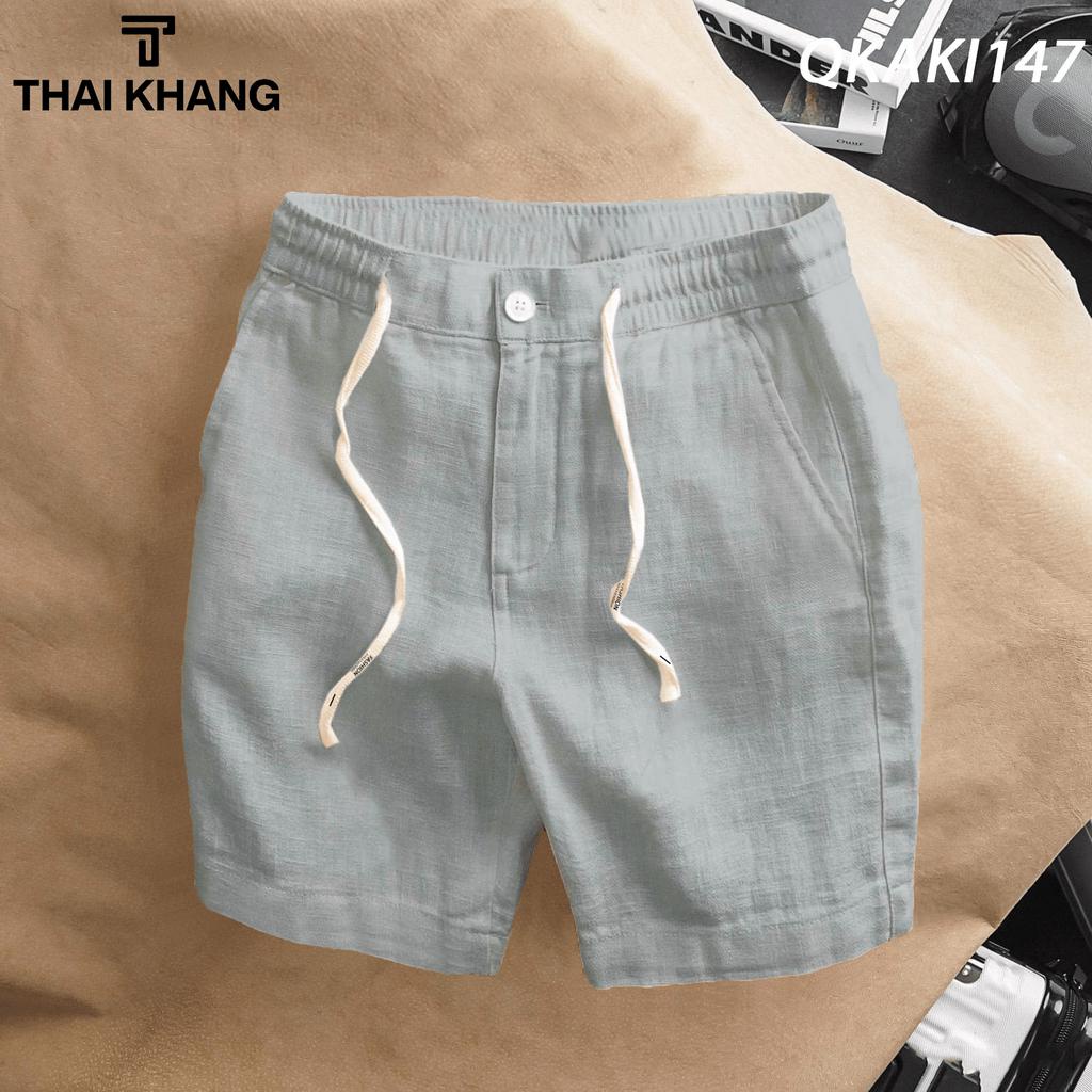 Quần short nam THÁI KHANG vải đũi lưng thun thoải mái dày mềm QKAKI14