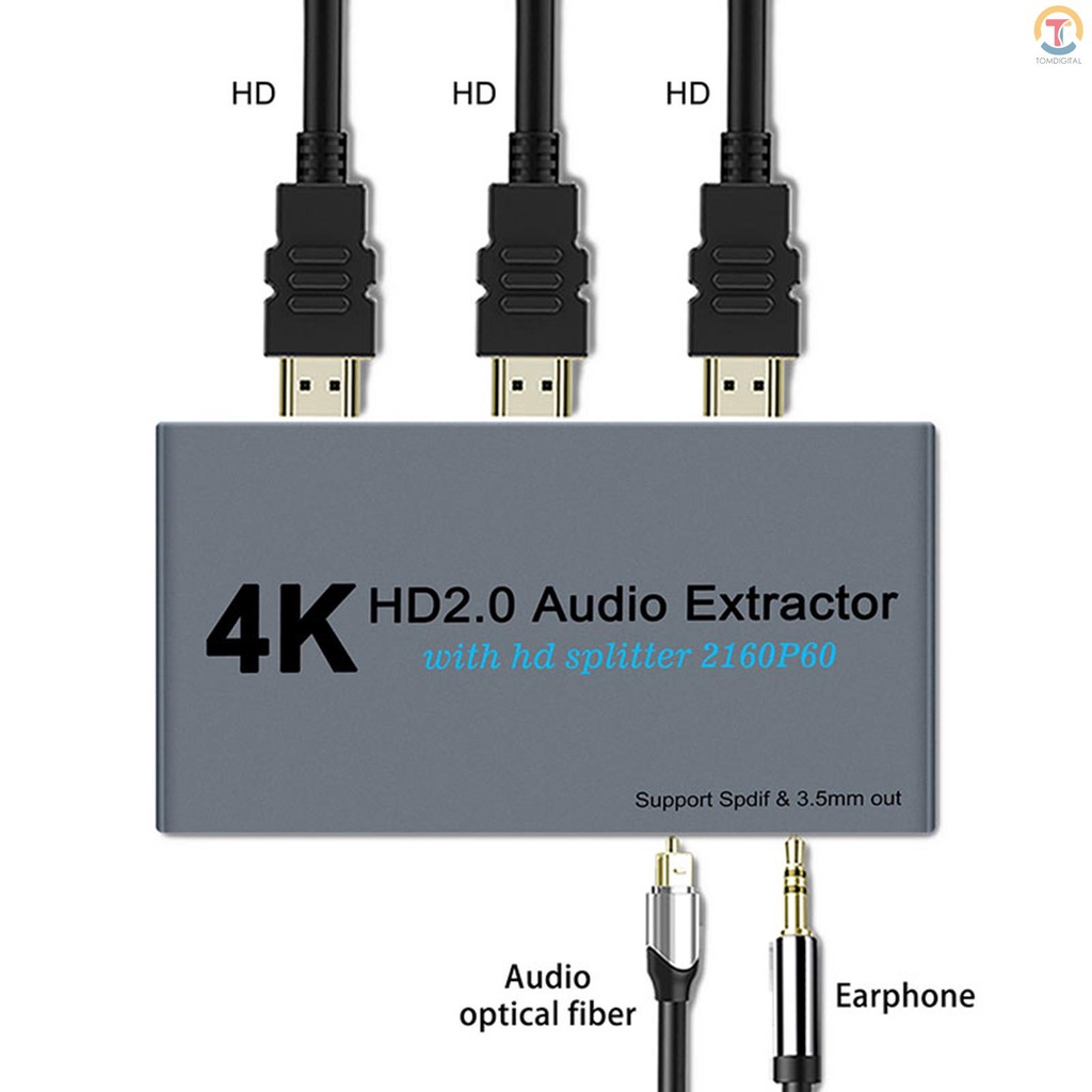 Bộ Chia Âm Thanh E12A Hd 2.0 Hd Sang 2 Hd 4k 60hz Hd Sang Hd Optical Spdif 3.5mm