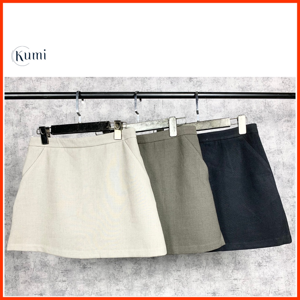 Chân váy Kaki cao cấp co giãn dáng chữ A năng động trẻ trung mặc tại Kumi Fashion | BigBuy360 - bigbuy360.vn