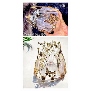 Vương miện gắn ren chụp ảnh nail