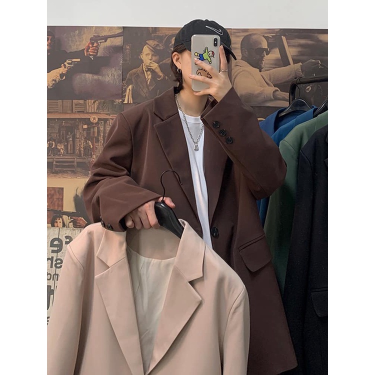 Ao Blazer Nữ Tay Dài Dáng Rộng Phong Cách Hàn Quốc Cho Nữ Áo Vest Màu Nâu Socola Hottrend Ulzzang - Hipsstore