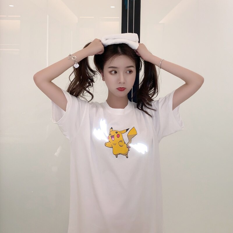 Áo thun Phản Quang Tay Lỡ Unisex Nam Nữ Pikachu 2