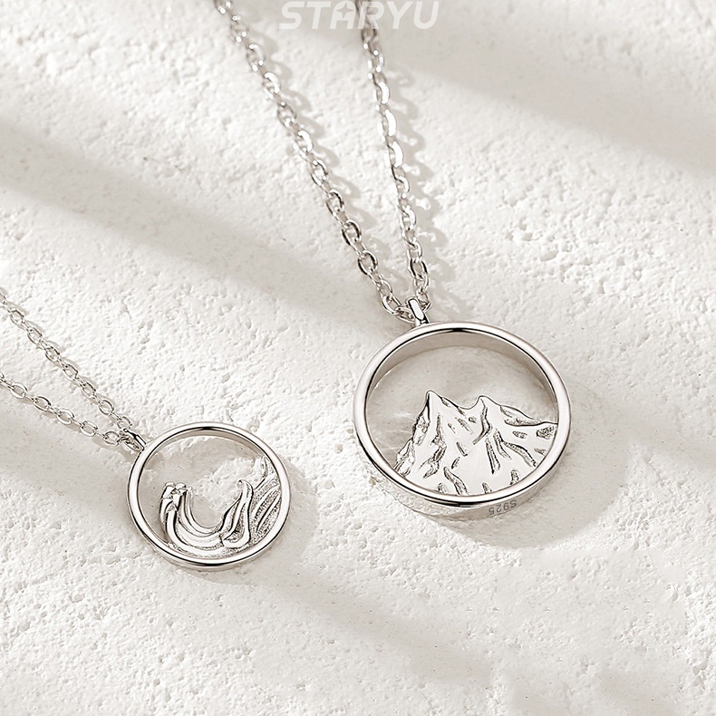 Vòng cổ mặt vàng 18k mặt hình núi sông thời trang cho cặp đôi