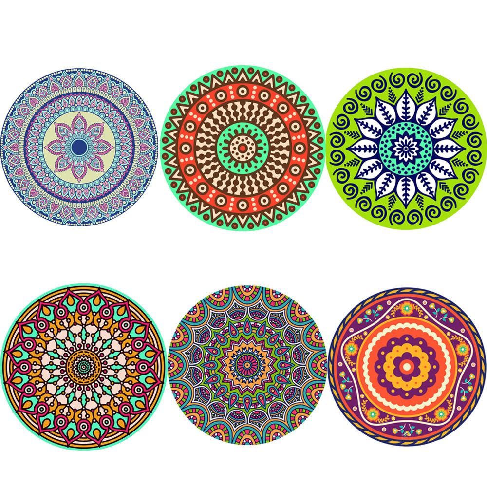 Tấm Lót Bàn Ăn Bằng Gốm In Họa Tiết Hoa Mandala Chống Trượt Siêu Bền Tiện Dụng
