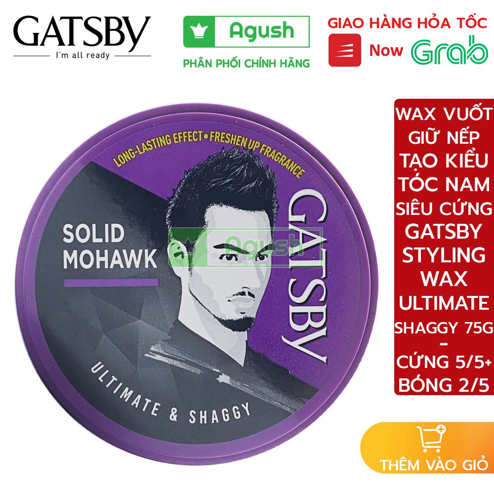 Wax vuốt giữ nếp tạo kiểu tóc nam siêu cứng Gatsby nhật Styling Wax Ultimate Shaggy tím 75g bóng gốc nước thơm không bết