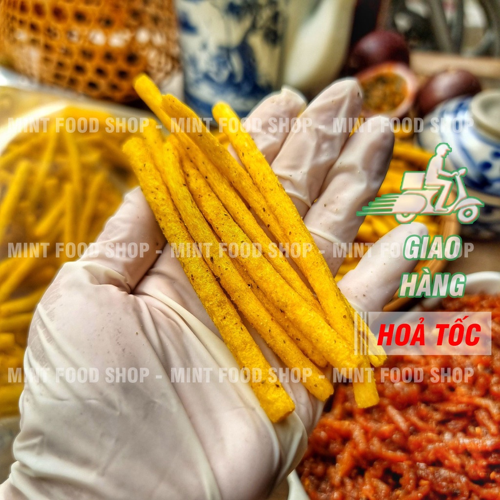 Khoai Tây Sấy Giòn Dạng Ống - Lắc Bột Phô Mai - Trứng Muối - Mắm Hành - Túi 500gr