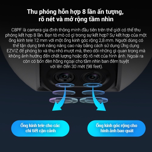 Camera WI-FI EZVIZ C8PF 2MP, Ngoài Trời 360 Độ, Đàm Thoại 2 Chiều,Nhận Diện Người AI