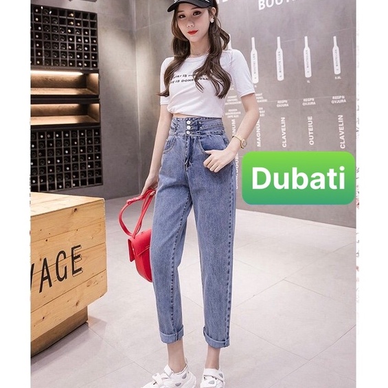 QUẦN BAGGY JEAN NỮ BẢN TO 3 CÚC LƯNG CAO NÂNG MÔNG CAO CẤP SANG CHẢNH CHẤT VẢI BÒ XANH CO GIÃN- DUBATI FSHION