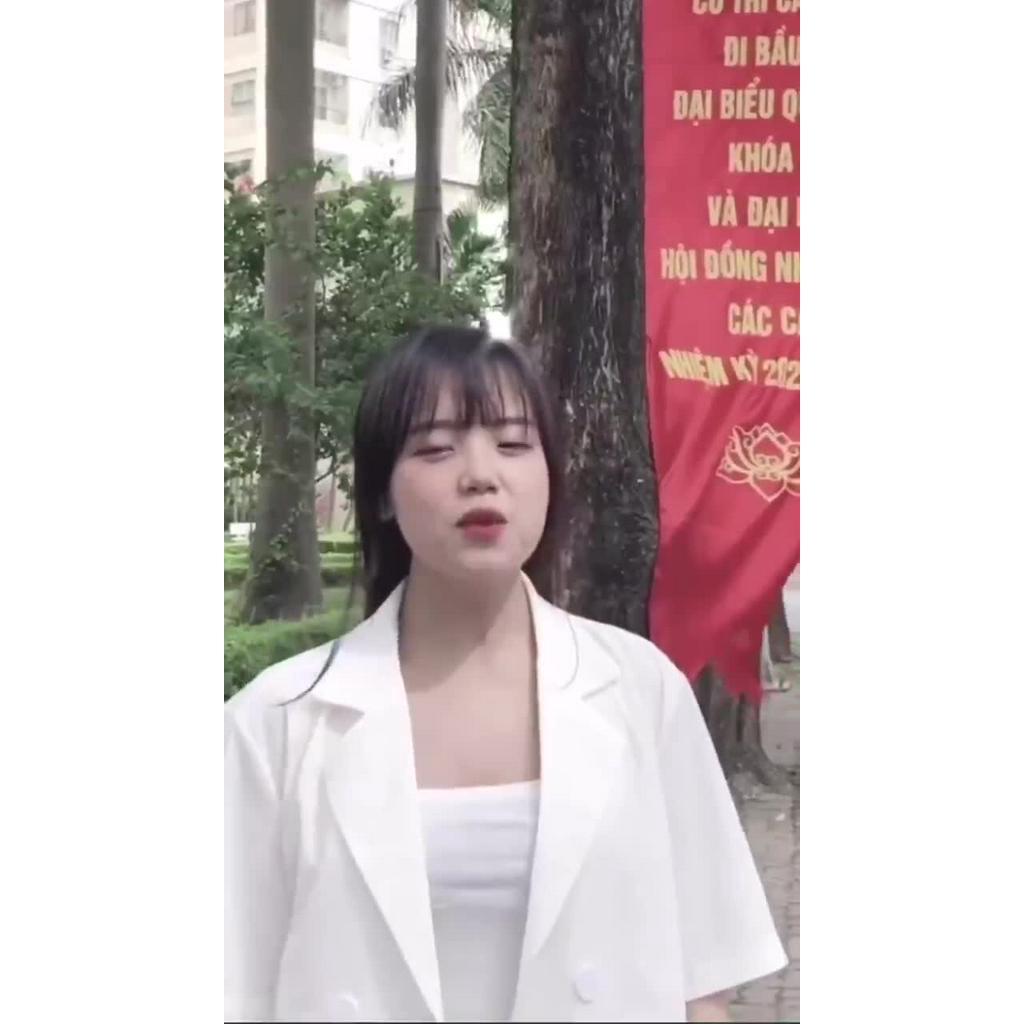 Áo Blazer - Vest Cộc Tay Dáng Rộng Chất Mát - khoác ngoài 1 lớp trơ -trơn/kẻ tông màu lạ đen, trắng nâu | BigBuy360 - bigbuy360.vn