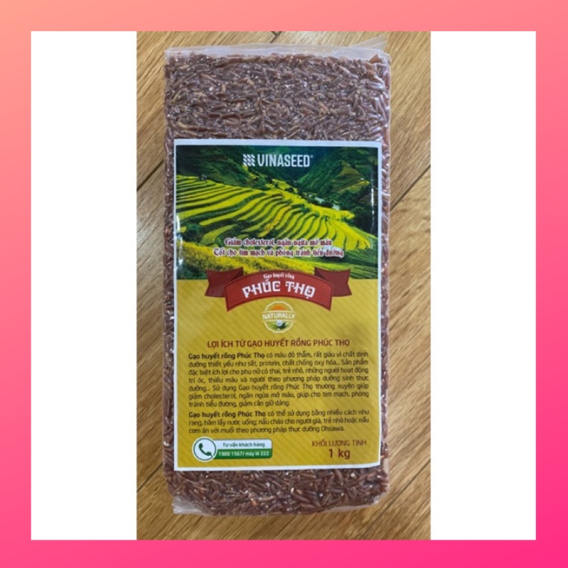 Gạo lứt đỏ huyết rồng Phúc Thọ hộp 1kg