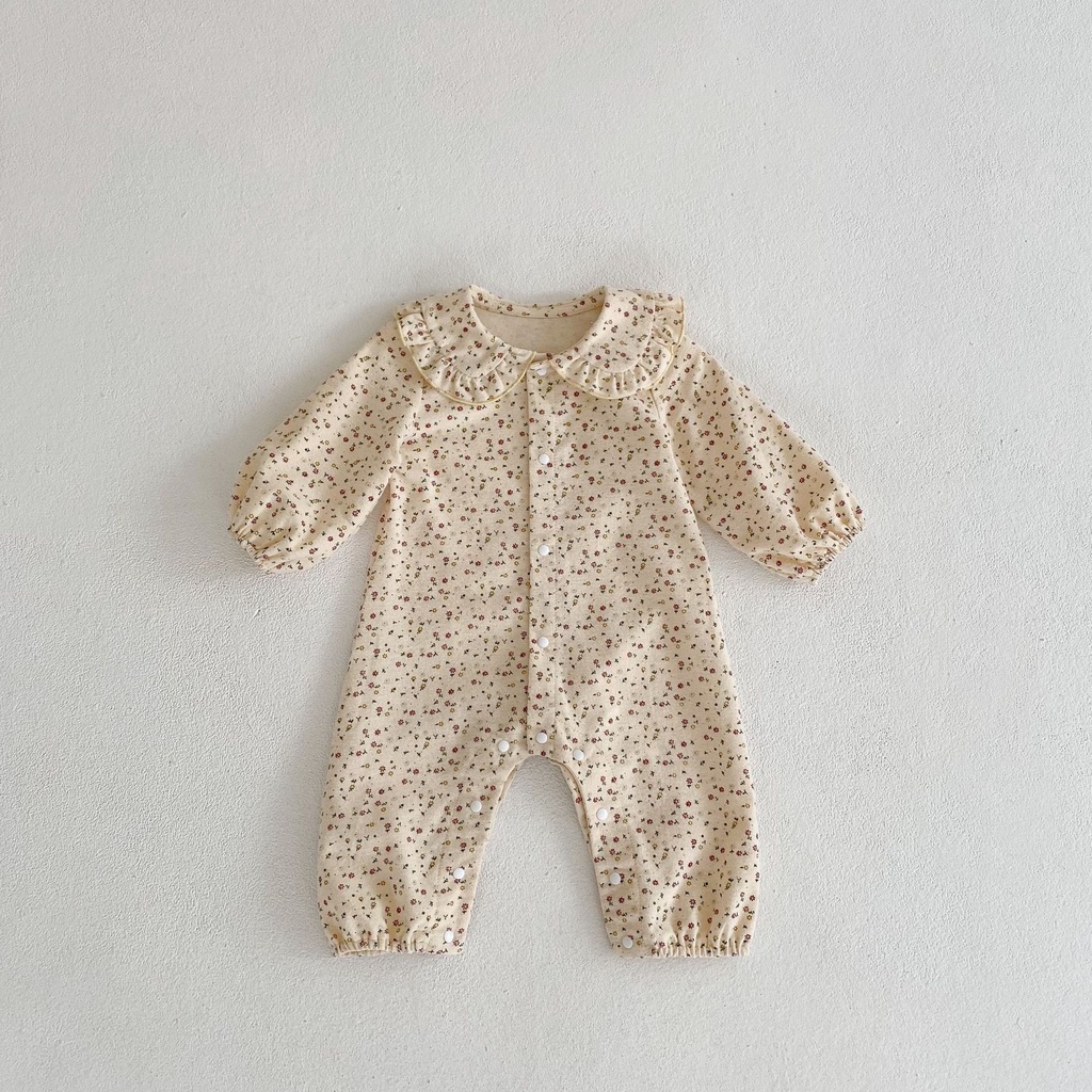 Bộ Áo Liền Quần Cotton Dài Tay Cổ Búp Bê Hở Toàn Diện Thời Trang Mùa Thu Thoải Mái Cho Bé Gái 2022