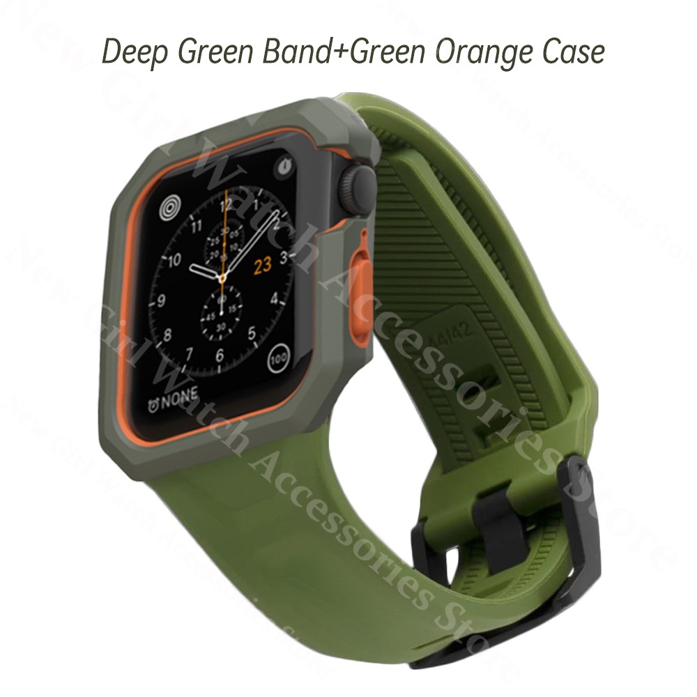 Uag Dây Đeo silicone + Ốp Bảo Vệ Cho Đồng Hồ apple watch 7 SE 6 5 4 3 44mm 42mm 40mm 38mm