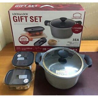BỘ NỒI ĐÁ CAO CẤP VÀ 2 HỘP THUỶ TINH CHỊU NHIỆT LOCK & LOCK