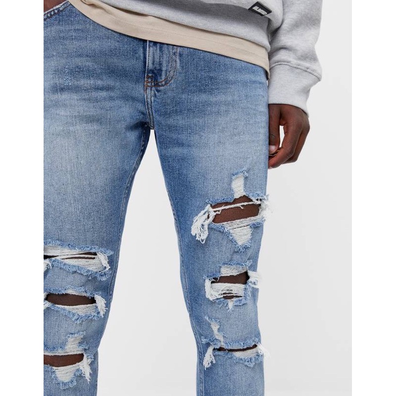 [BERSHKA] Quần jean nam Super Skinny rách chính hãng Bershka