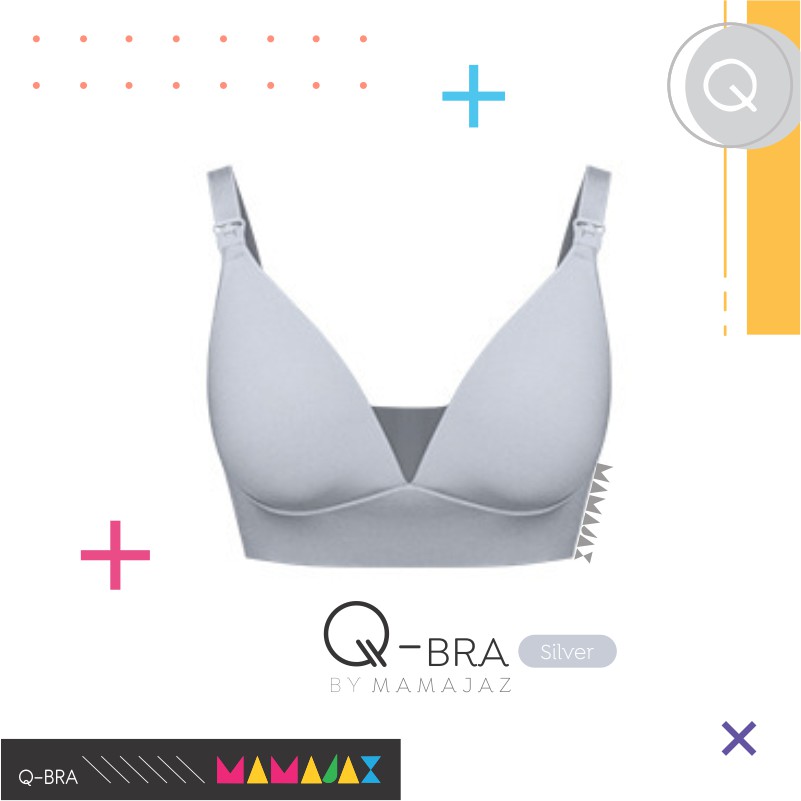 Q-ta Cho Con Bú & Thai Sản - Bạc (Xám Nhạt) Của MAMAJAZ | Áo Ngực Mở Cúp Trước Cho Con Bú