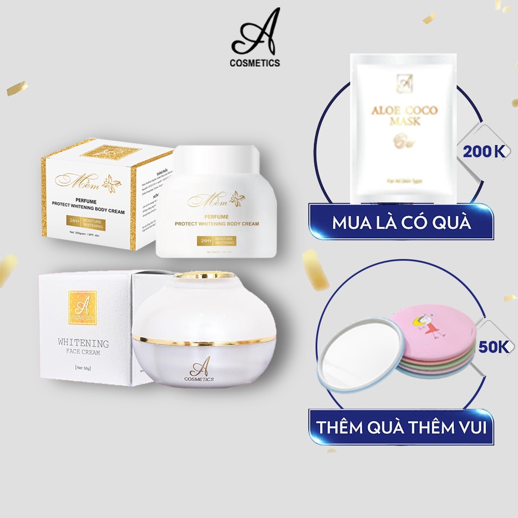 Bộ dưỡng trắng da mặt và body Acosmetics gồm 1 kem dưỡng trắng da mặt 50g & 1 kem dưỡng trắng da toàn thân 250ml | BigBuy360 - bigbuy360.vn