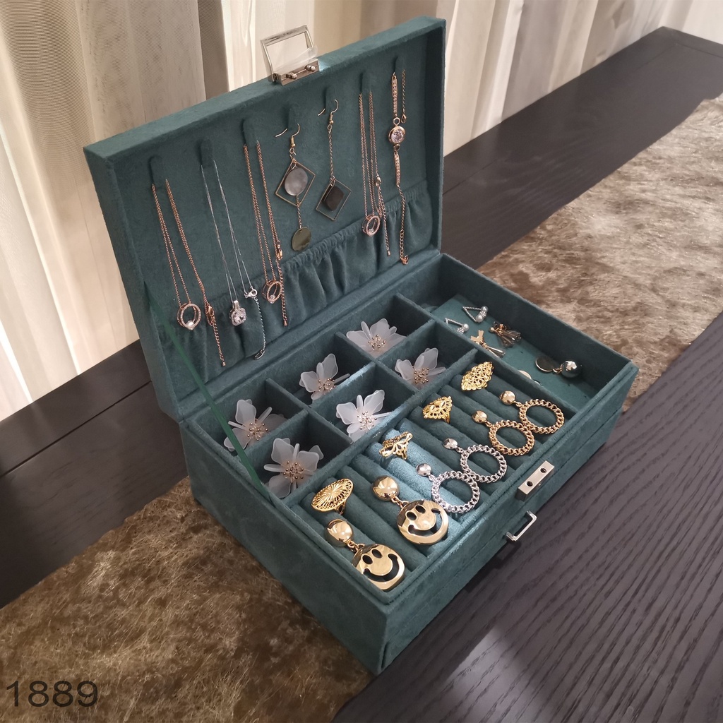 Hộp Trang Sức Eleanor Cao Cấp Xanh Lá Hiện Đại