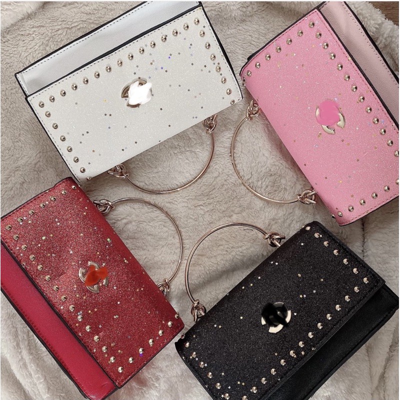 xả túi xách nữ kim tuyến đính đinh