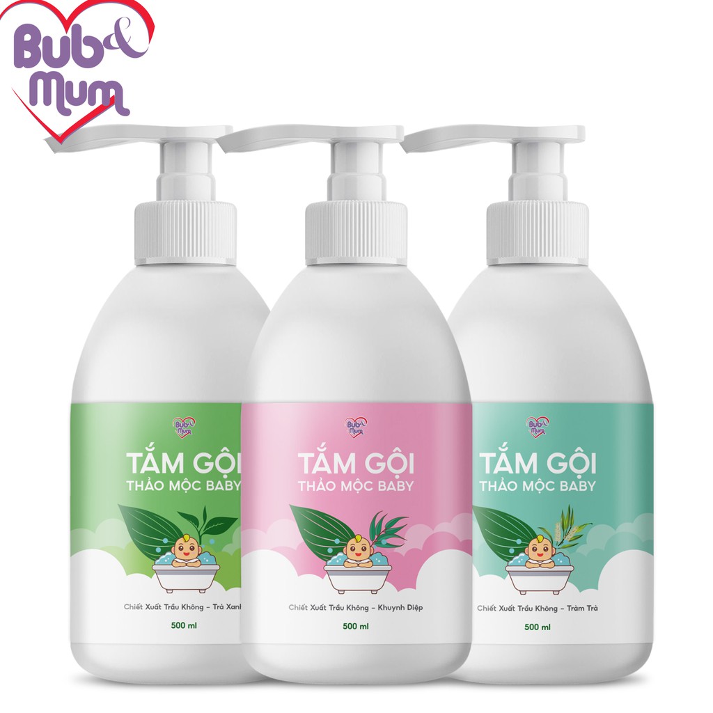 Sữa tắm gội cho bé chiết xuất thảo mộc Trầu không - Tràm trà 500ml BuB&MuM