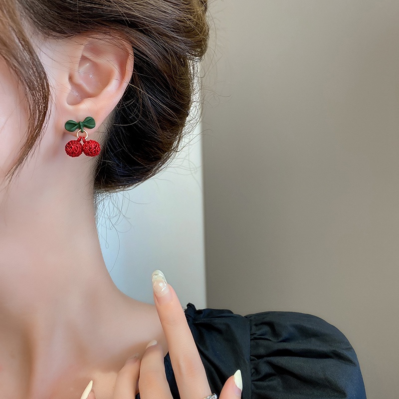 Bông Tai Hình Quả Cherry Đỏ Thời Trang 2022 Dành Cho Nữ