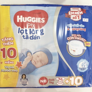 Tã dán Huggies Dry NB(dưới 5kg)74 miếng/S(4-8kg)88 miếng/M(6-11kg)76 miếng