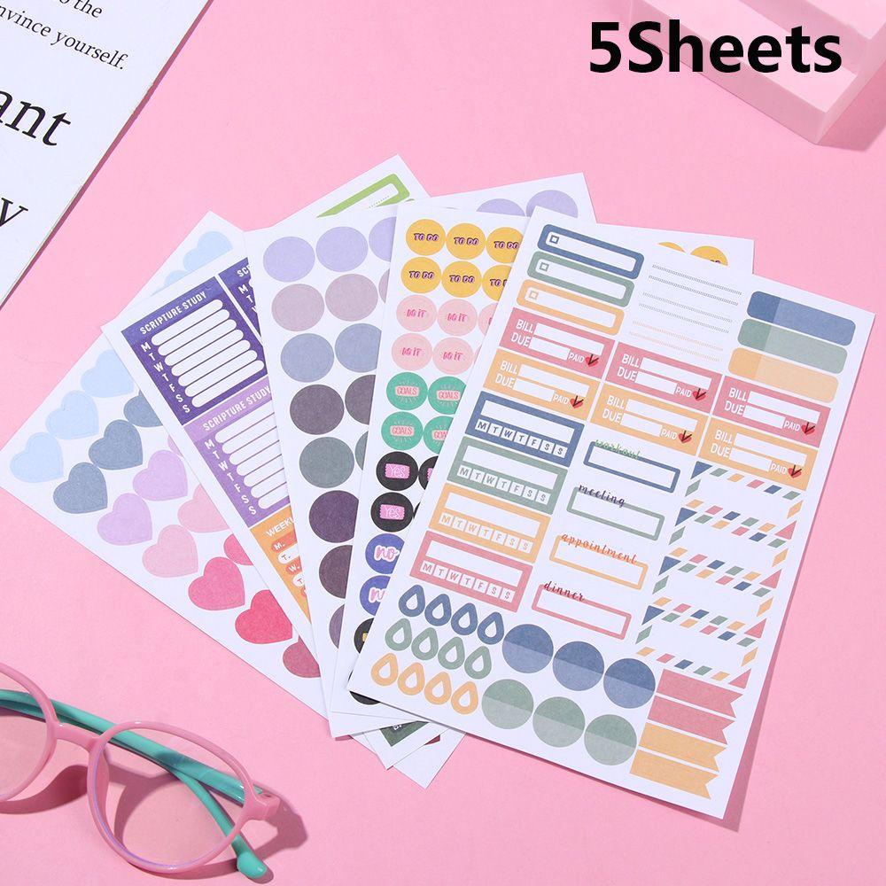 LAYOR1 Set 5 Tấm Giấy Dán Ghi Chú Nhiều Màu Sắc Trang Trí Sổ Tay