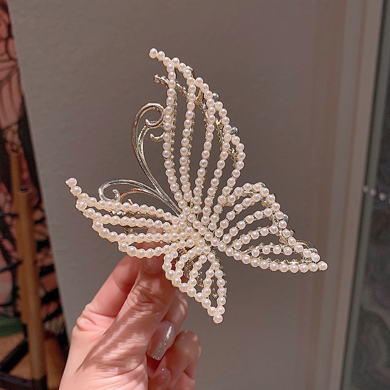 Kẹp Tóc Hình Bướm Đính Ngọc Trai Phong Cách Mới 2022 Cho Nữ