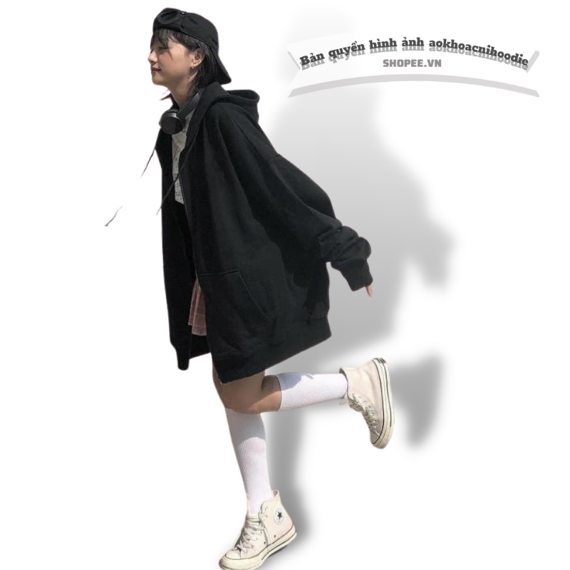 Áo hoodie nam áo khoác nỉ nữ mũ ulzzang trắng đen tay bồng khóa kéo cao cấp Freeship | BigBuy360 - bigbuy360.vn