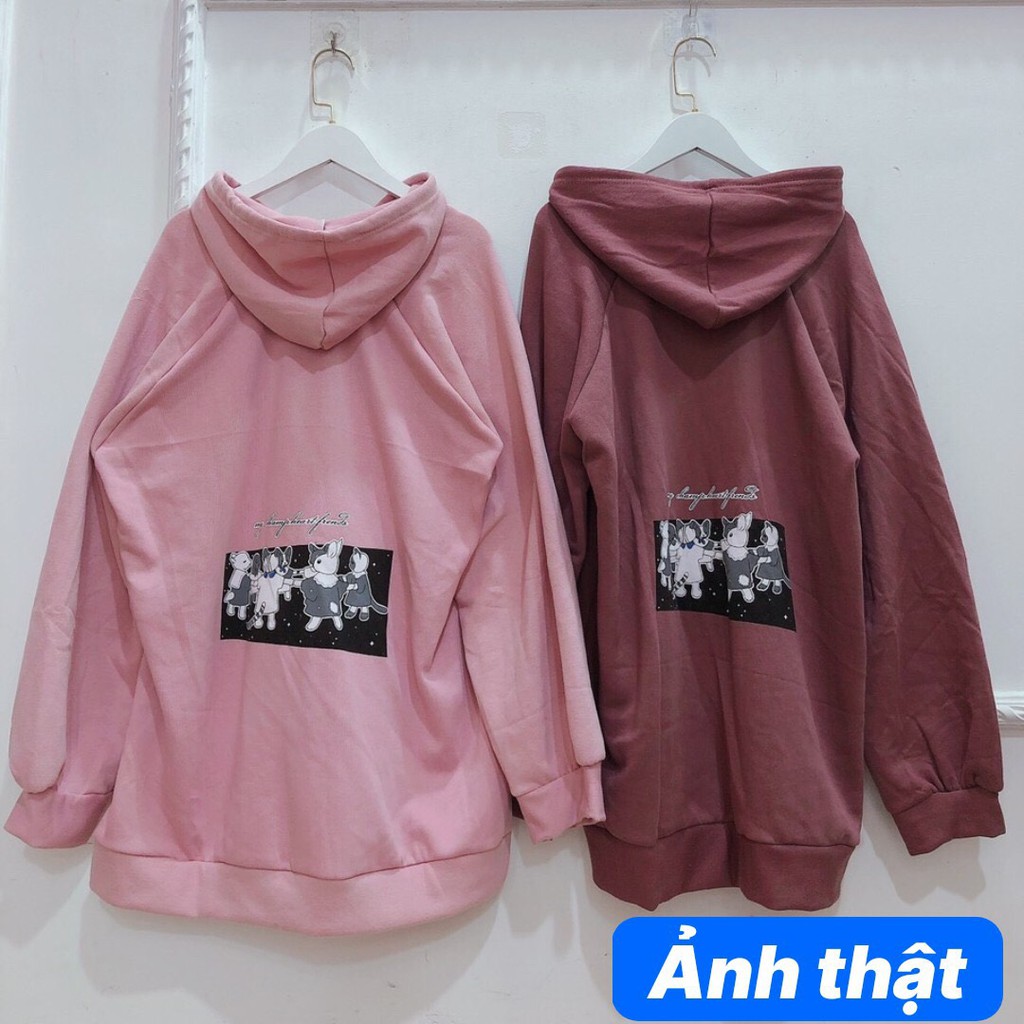 ÁO HOODIE NỮ IN HÌNH THỎ XINH KÈM MŨ CHẤT NỈ BÔNG KIỂU DÁNG ÁO HOODIE FORM RỘNG HOT HIT | BigBuy360 - bigbuy360.vn