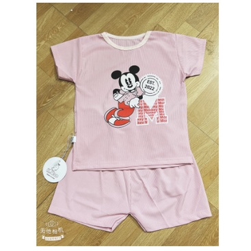 Bộ Cộc Tay hoạ tiết micky cực xinh Chất Thun Lạnh Cho Bé Trai Bé Gái, Bộ Hè Cho Bé trai, bé gái