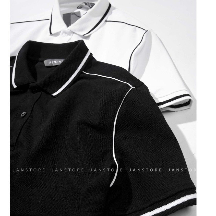 Áo Polo nam AZmen viền vai cotton cao cấp , thun có cổ bẻ ngắn tay công sở Jan Store | BigBuy360 - bigbuy360.vn