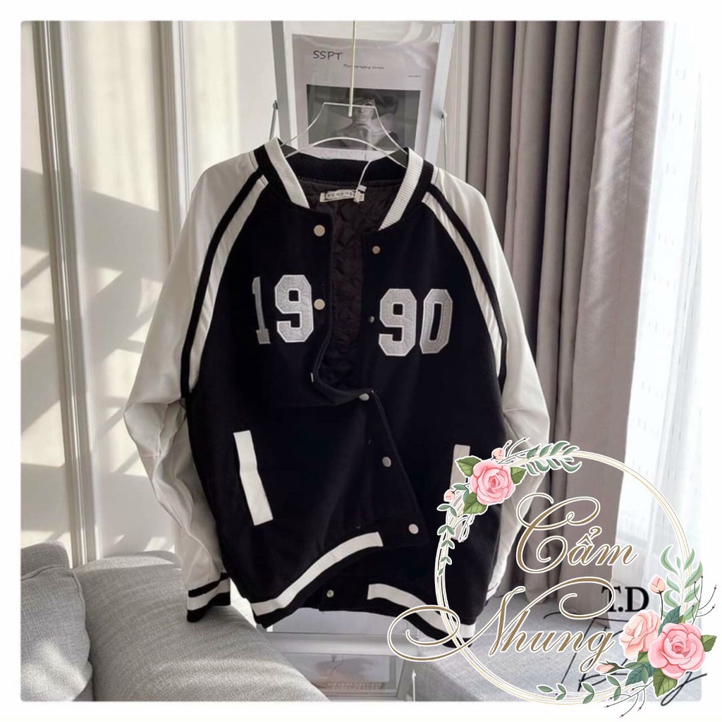 [Hàng loại 1] Áo khoác Bomber Varsity 1990 phối tay kaki, logo thêu nổi CAMNHUNG