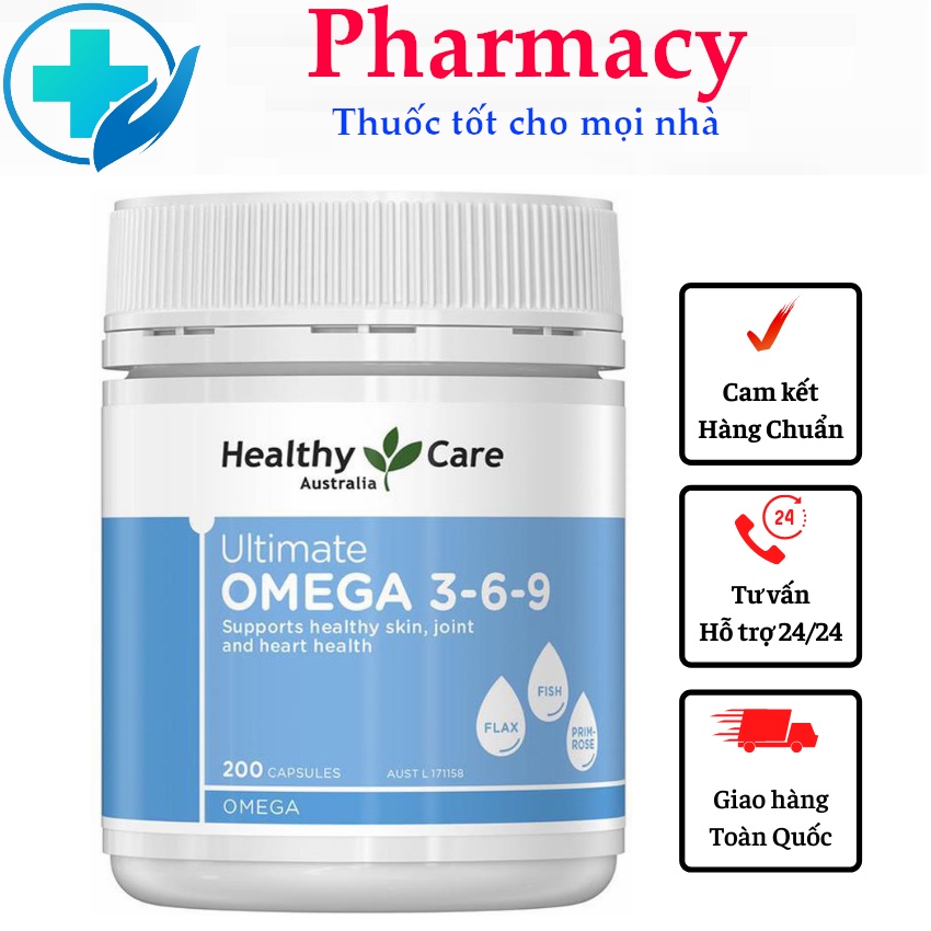 Omega 369 Healthy Care - Dầu Cá Nội Địa Úc - Giúp sáng mắt , bổ sung DHA , EPA giúp phát triển trí não - Hộp 200 viên