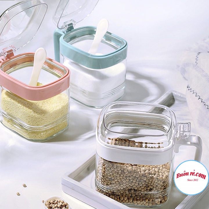 Bộ 4 hũ đựng gia vị có nắp trong suốt Nhựa Việt Nhật Plastic tông màu pastel đẹp mắt  _01268_Buonrecom