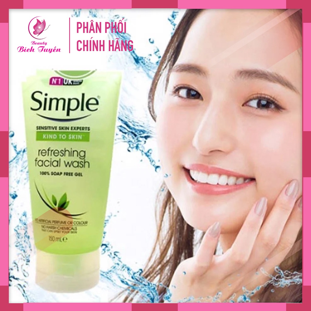 Sữa Rửa Mặt SIMPLE GEL KIND TO SKIN REFRESHING FACIAL WASH GEL 150ml