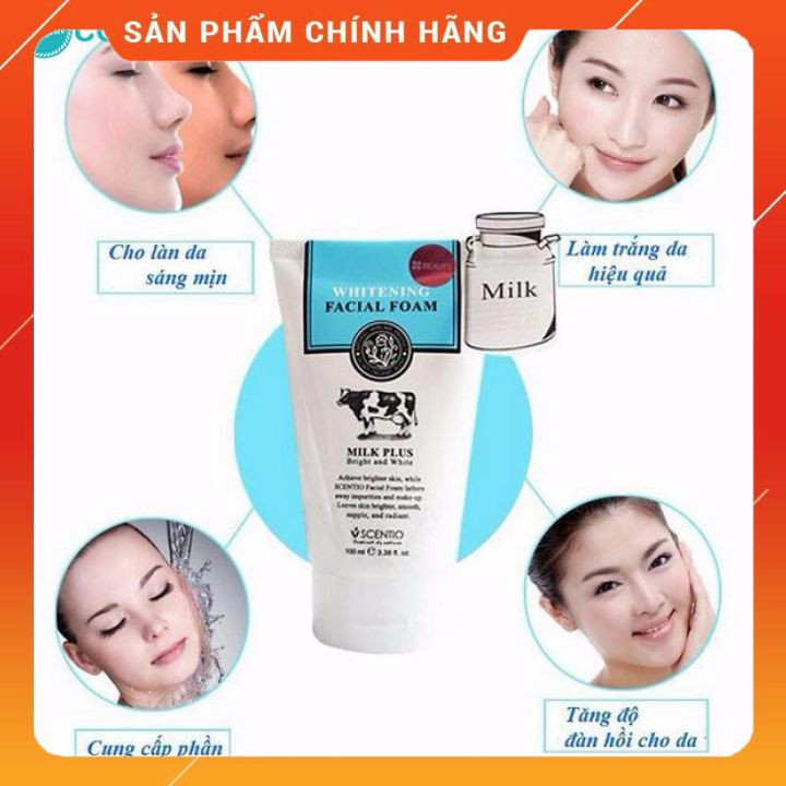 Sữa Rửa Mặt Tạo Bọt Dưỡng Trắng Trẻ Hóa Da Scentino Milk Plus 100ml QAM8524