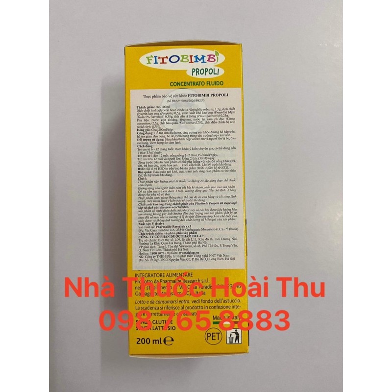 [Kèm Quà Tặng ] FitoBimBi Propoli - Làm dịu họng,giảm đau họng,ho do viêm họng ,cảm lạnh ( Chính hãng ITALY )