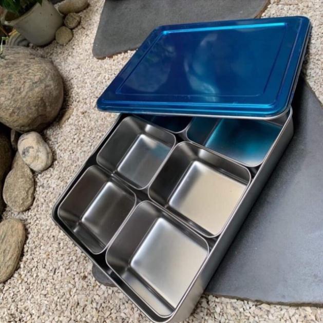 Khay inox đựng topping 6 ngăn 304