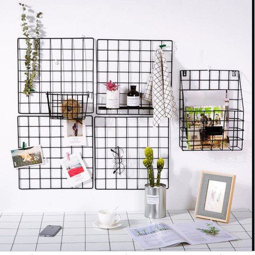 Tấm Lưới Decor Trang Trí - Treo Cất Giữ Đồ Lưu Niệm - Hai Màu Đen Và Trắng [Tặng kèm 2 đinh treo/tấm] | BigBuy360 - bigbuy360.vn