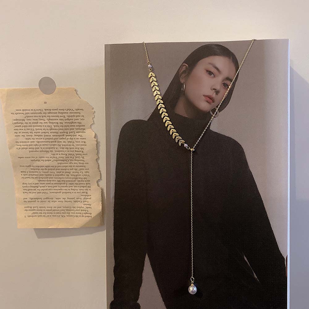 Dây chuyền thiết kế sáng tạo gắn hạt ngọc trai phong cách Hàn Quốc cho nữ