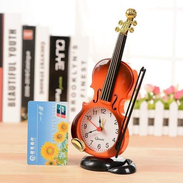 Đồng hồ báo thức để bàn hình cây đàn violin