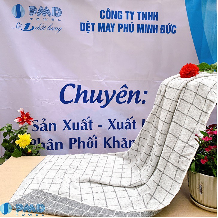 Khăn tắm kẻ gia đình cotton cao cấp xuất Nhật cực mềm êm nhẹ thấm nước tốt nhanh khô không sổ lông phai màu