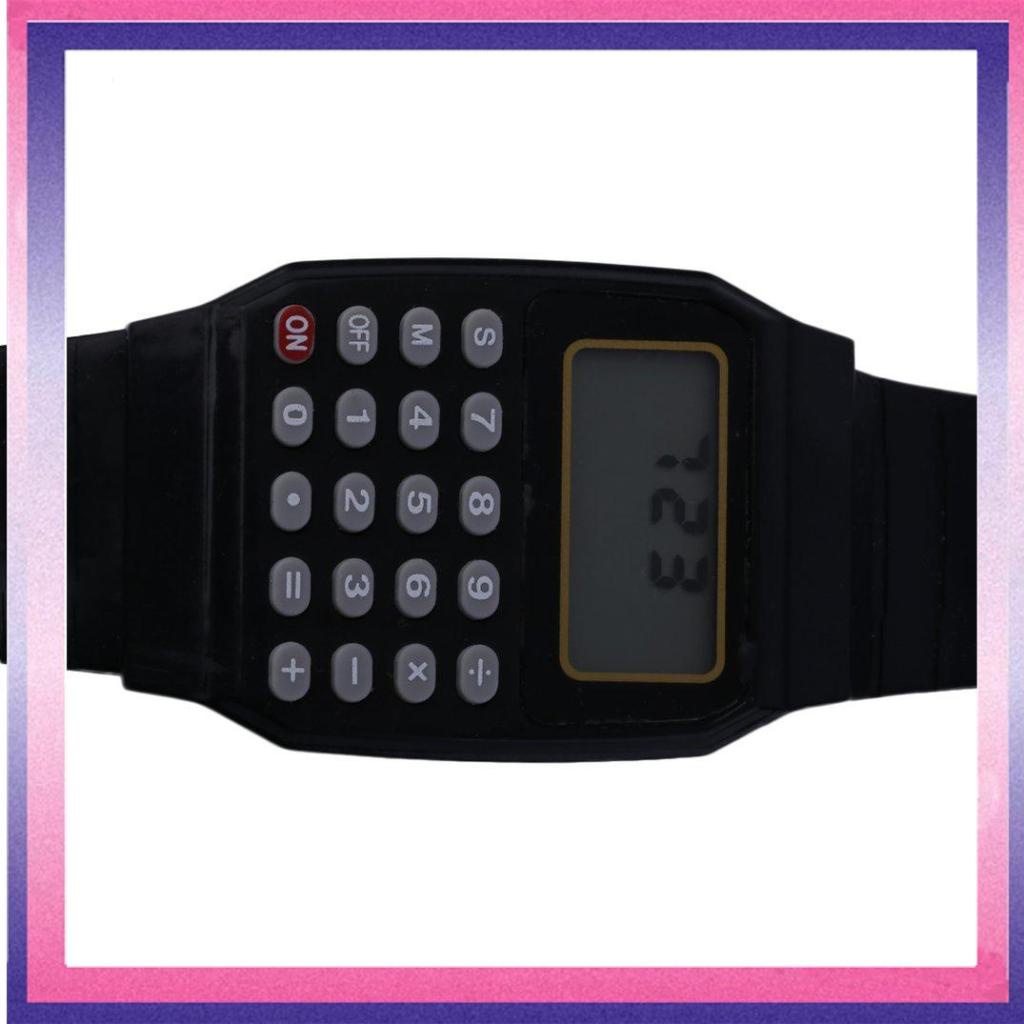 🔥 Students Calculator Digital Watch Solid Color Silicone Calculator Wrist Watch