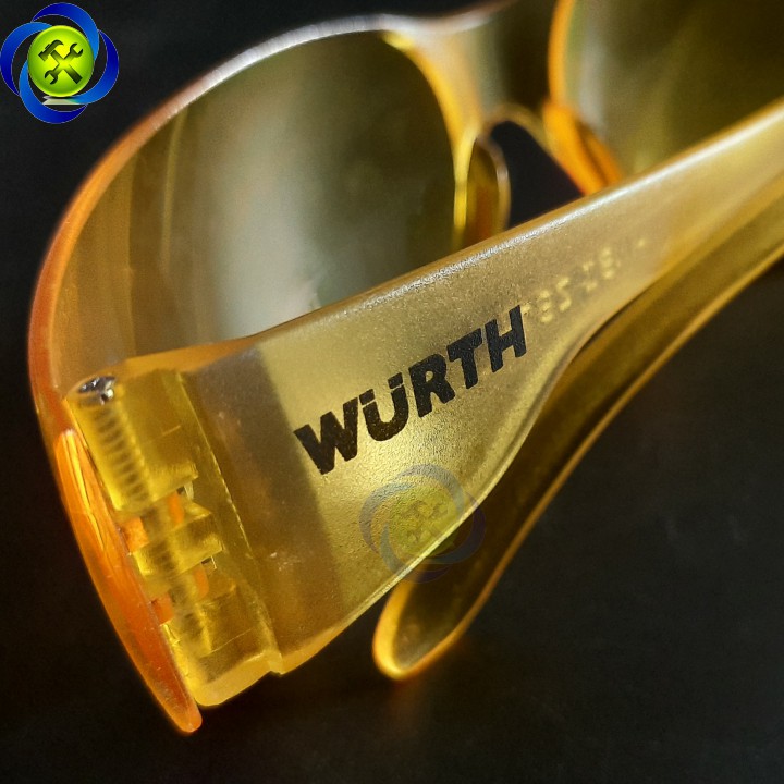 Kính bảo hộ vàng WURTH YELLOW chống bể , chống trầy, không động hơi nước chống bể  giẫm đạp nhiều lần thoải mái
